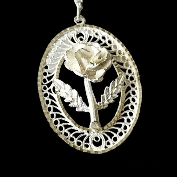 925 Sterling Silver Pendant Floral - Picture 7 of 7